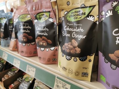 Scrummy raw chocolate-covered fruits and nuts from the Raw Chocolate Company - all organic!
