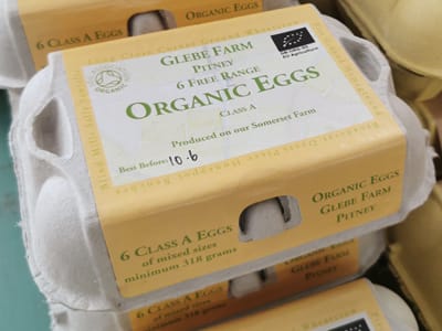 Freshly laid organic free range eggs from Glebe Farm